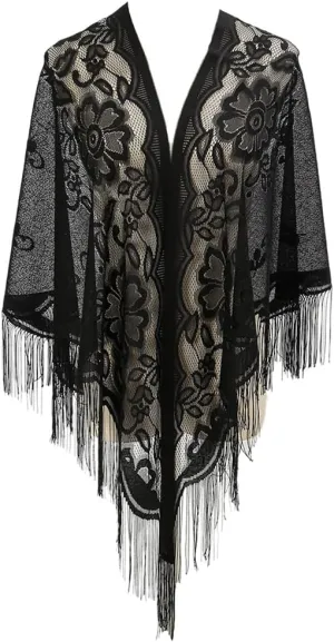LMVERNA Shawl Wraps for Women New Nylon Hollow Solid Color Breathable Tassel Triangle Scarf Shawl