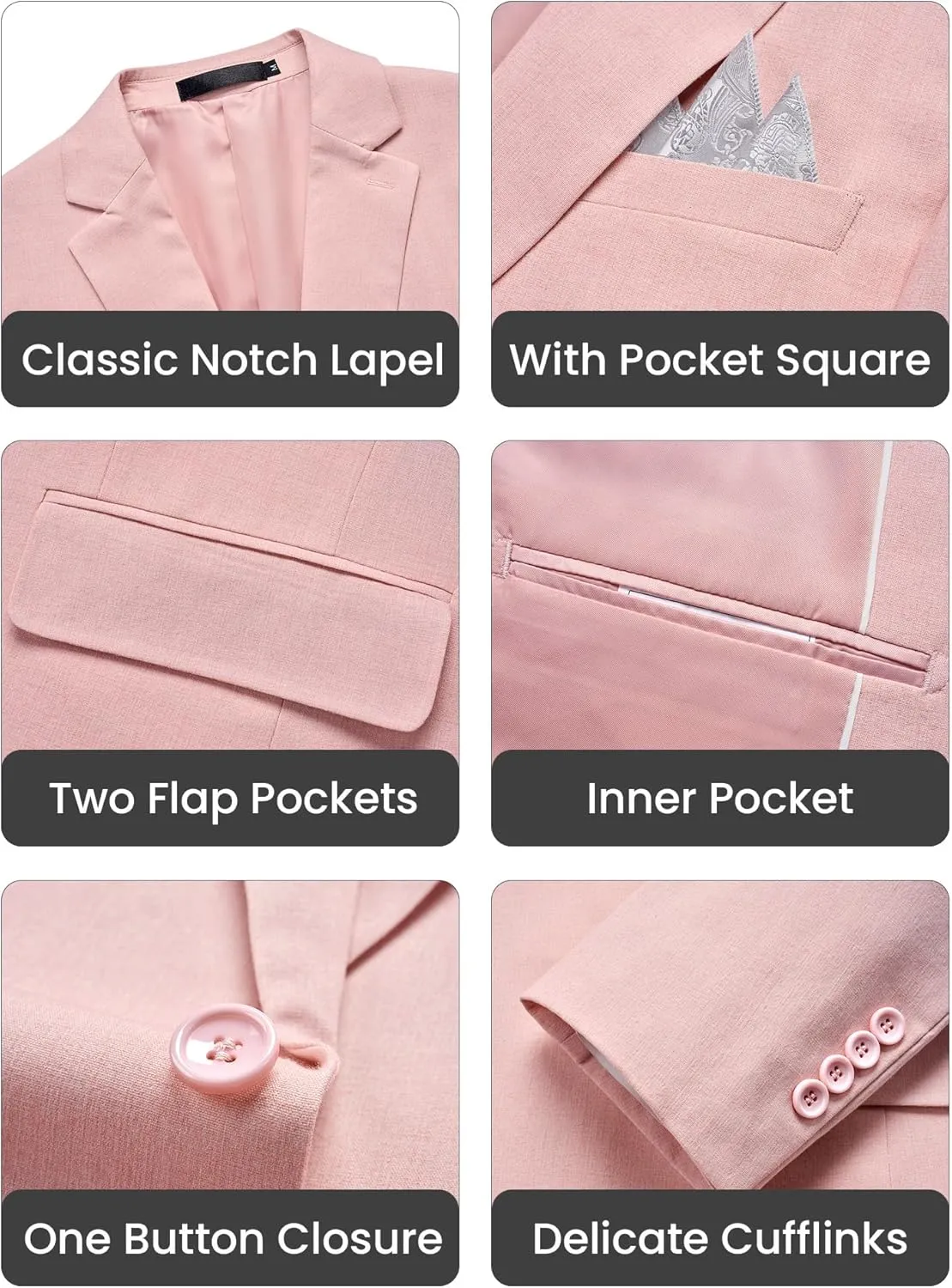 MAGE MALE Men's Slim Fit Blazer Jackets Suit One Button Lightweight Sport Coats Casual Blazer
