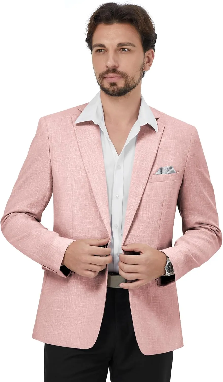 MAGE MALE Men's Slim Fit Blazer Jackets Suit One Button Lightweight Sport Coats Casual Blazer