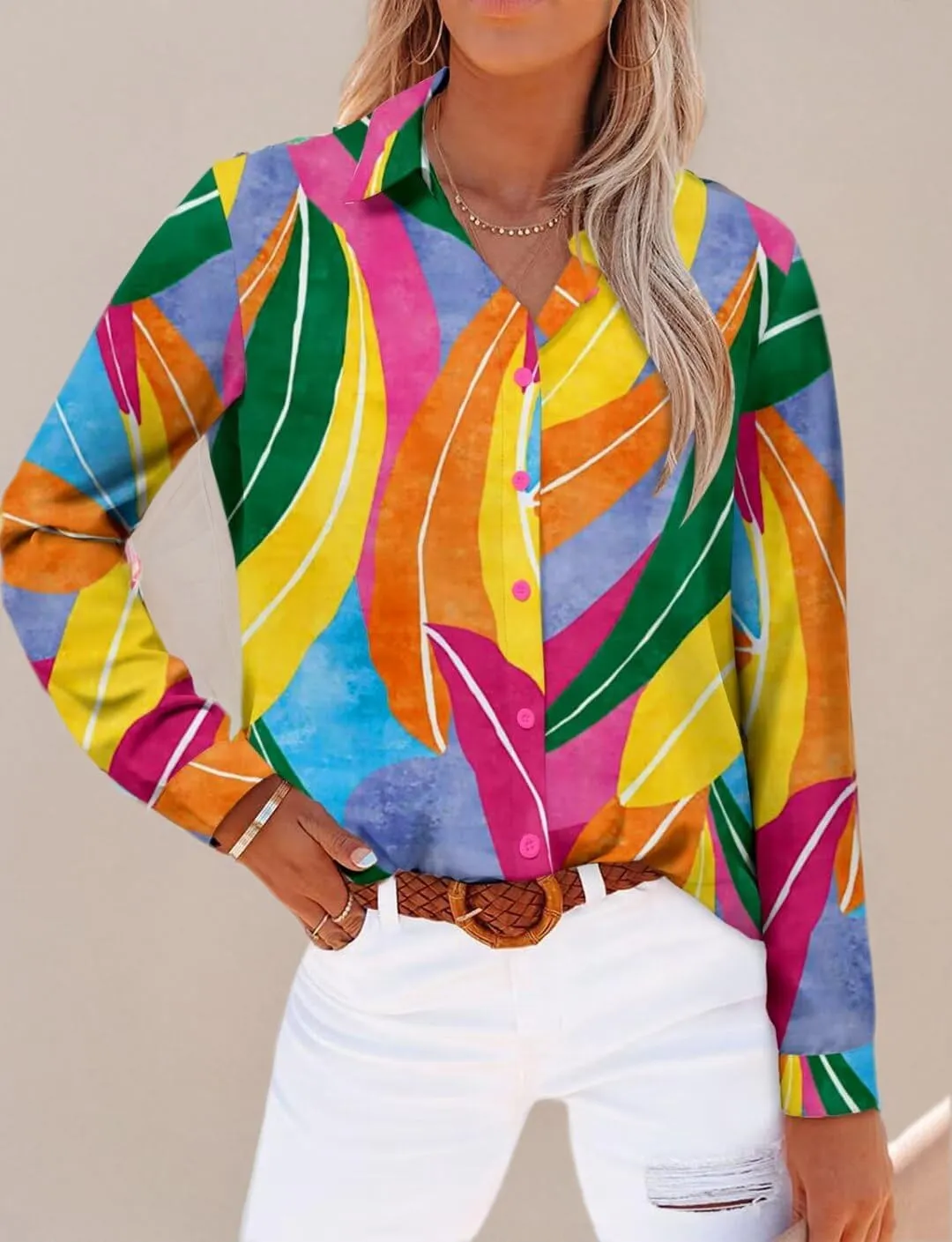 Magritta Long Sleeve Shirts for Women Fashion Button Down Blouse Tops
