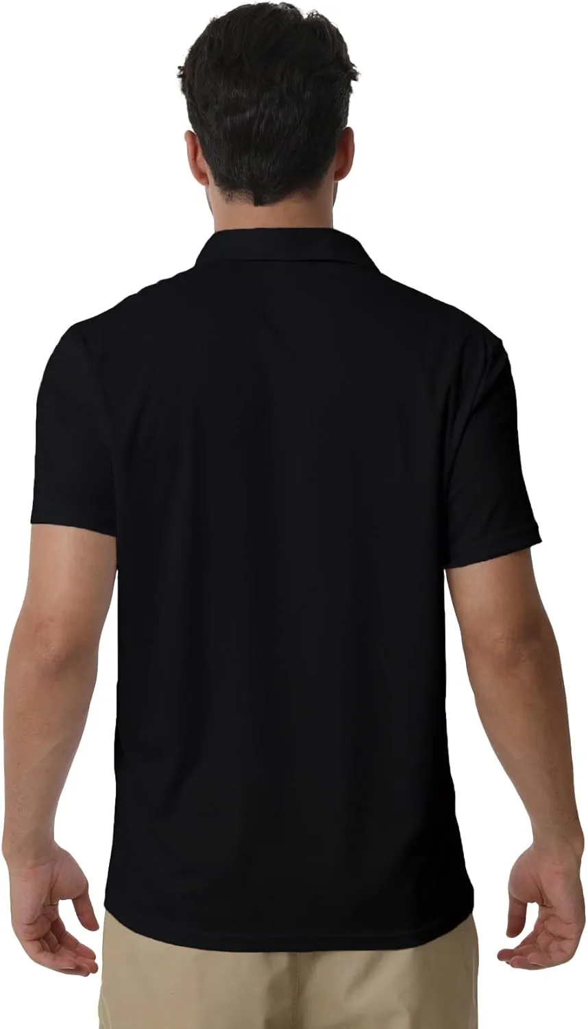 Men's Polyester Pique Polo Shirts Summer Casual Printed Short Sleeve Golf Polo Shirts