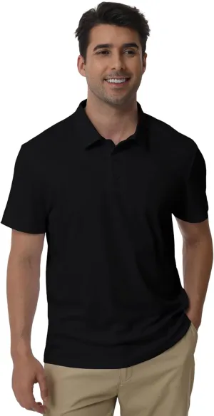 Men's Polyester Pique Polo Shirts Summer Casual Printed Short Sleeve Golf Polo Shirts
