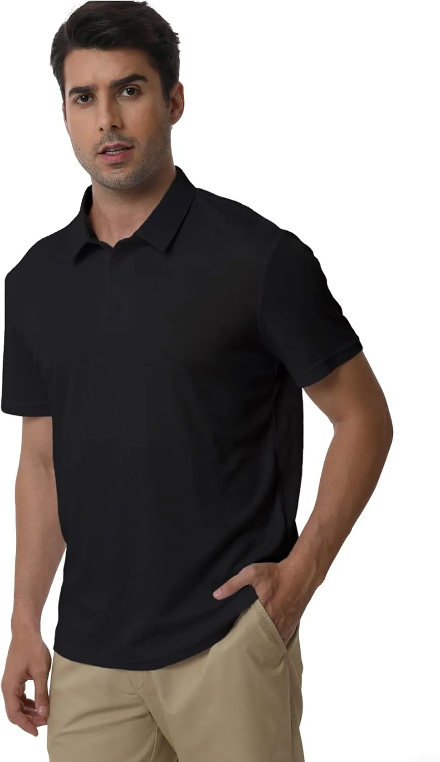 Men's Polyester Pique Polo Shirts Summer Casual Printed Short Sleeve Golf Polo Shirts