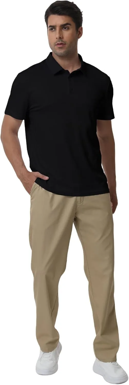 Men's Polyester Pique Polo Shirts Summer Casual Printed Short Sleeve Golf Polo Shirts