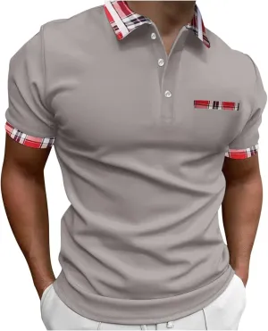 Men's Shirts Turn Down Collar American Flag Print Patriotic Shirts Slim Fit Short Sleeve Golfs Casual Tops for Men