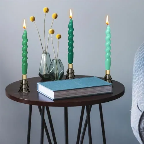 MGEZCOO Sprial Tapered Candles Pack of 4-Unscented Smokeless Burn Time 6H for Holiday Weding Dinner Decoration (Blue)