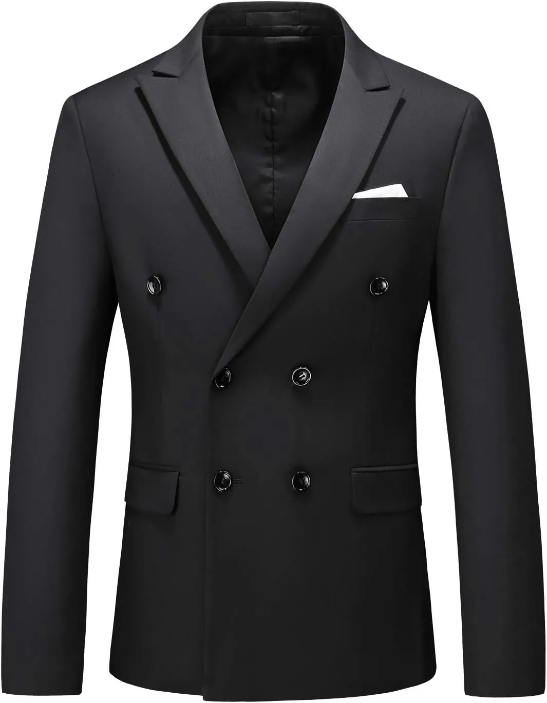 MOGU Men's Double-Breasted Suit Blazer Slim Fit Solid Color Sport Coat Jacket for Business, Wedding, Prom & Formal Events