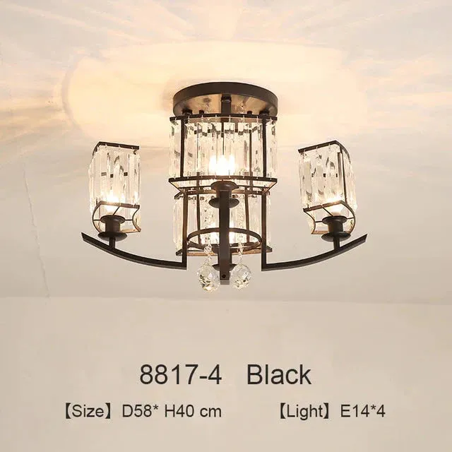 Nordic Crystal Pendant Lights Gold LED Pendant Fixture For Living Room Kitchen Dining Table Modern Industrial Black Bedroom Lamp
