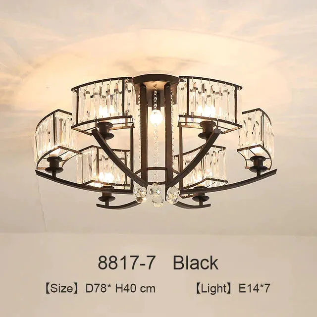 Nordic Crystal Pendant Lights Gold LED Pendant Fixture For Living Room Kitchen Dining Table Modern Industrial Black Bedroom Lamp