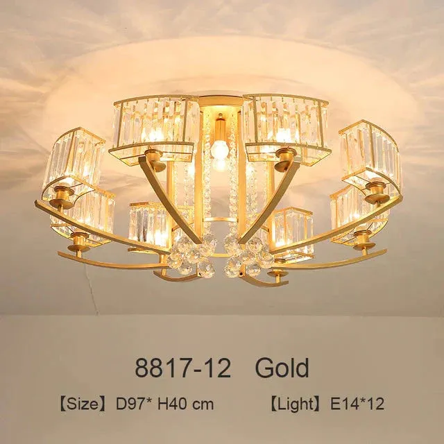 Nordic Crystal Pendant Lights Gold LED Pendant Fixture For Living Room Kitchen Dining Table Modern Industrial Black Bedroom Lamp