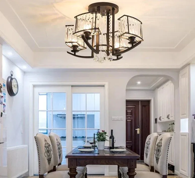 Nordic Crystal Pendant Lights Gold LED Pendant Fixture For Living Room Kitchen Dining Table Modern Industrial Black Bedroom Lamp