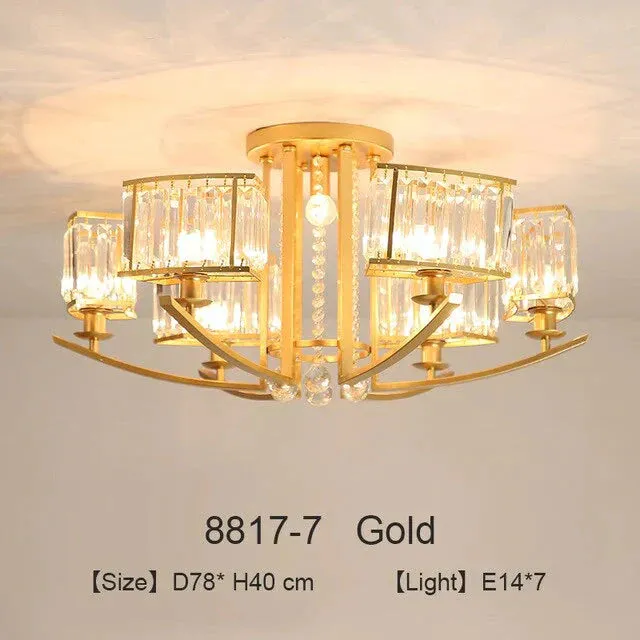 Nordic Crystal Pendant Lights Gold LED Pendant Fixture For Living Room Kitchen Dining Table Modern Industrial Black Bedroom Lamp