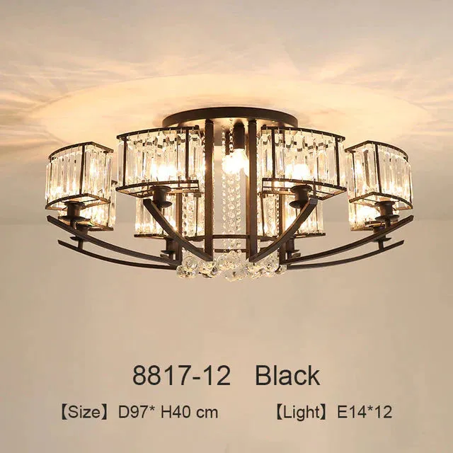 Nordic Crystal Pendant Lights Gold LED Pendant Fixture For Living Room Kitchen Dining Table Modern Industrial Black Bedroom Lamp