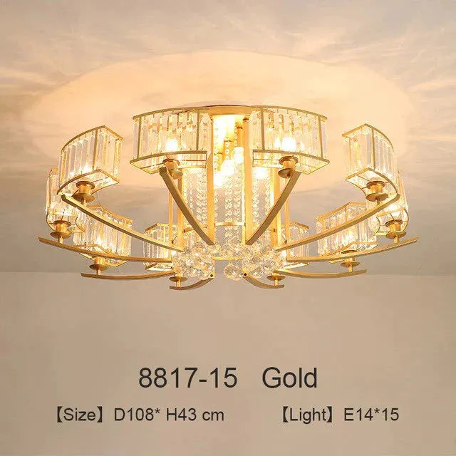 Nordic Crystal Pendant Lights Gold LED Pendant Fixture For Living Room Kitchen Dining Table Modern Industrial Black Bedroom Lamp