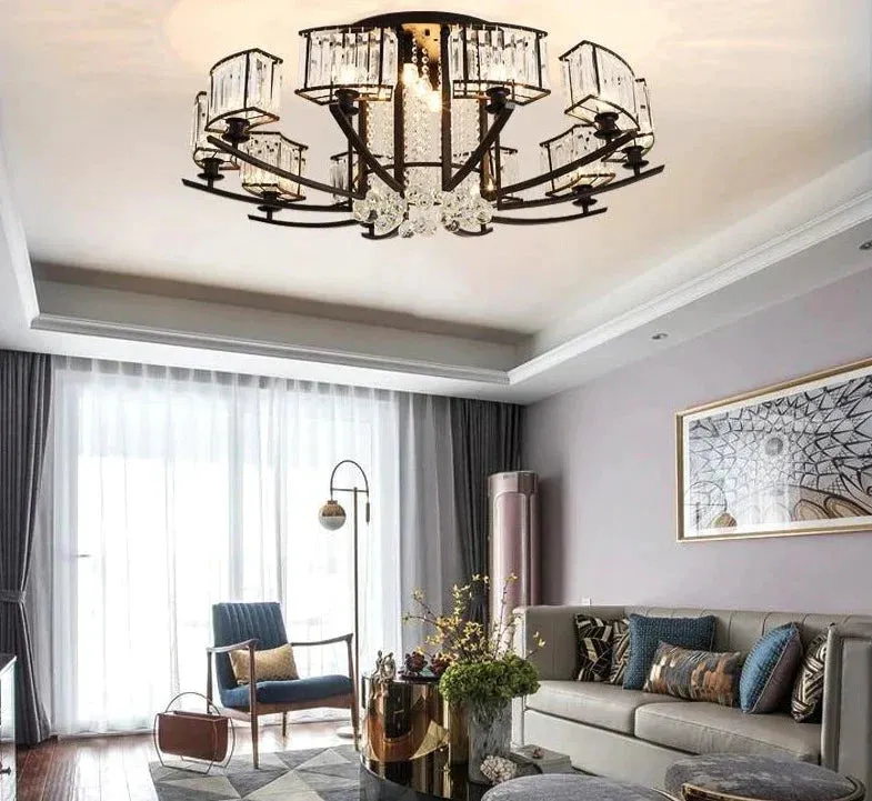 Nordic Crystal Pendant Lights Gold LED Pendant Fixture For Living Room Kitchen Dining Table Modern Industrial Black Bedroom Lamp
