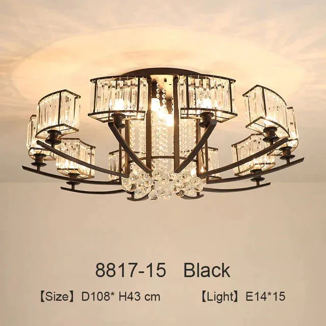 Nordic Crystal Pendant Lights Gold LED Pendant Fixture For Living Room Kitchen Dining Table Modern Industrial Black Bedroom Lamp
