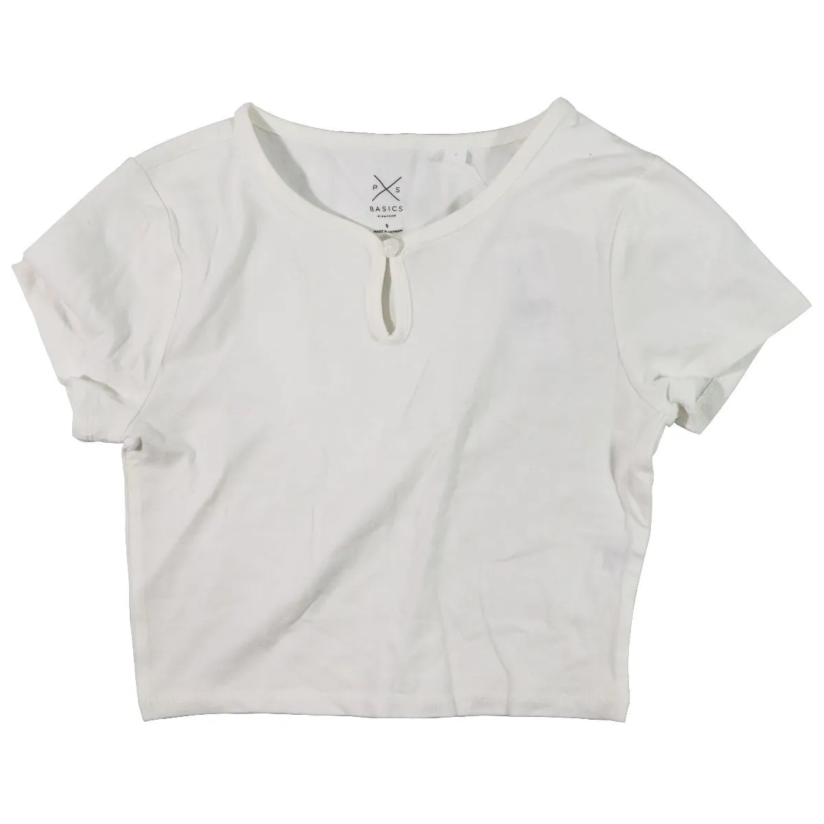 Pacsun Basic Tee with Single-Button Neck for Women - White (Size: S)