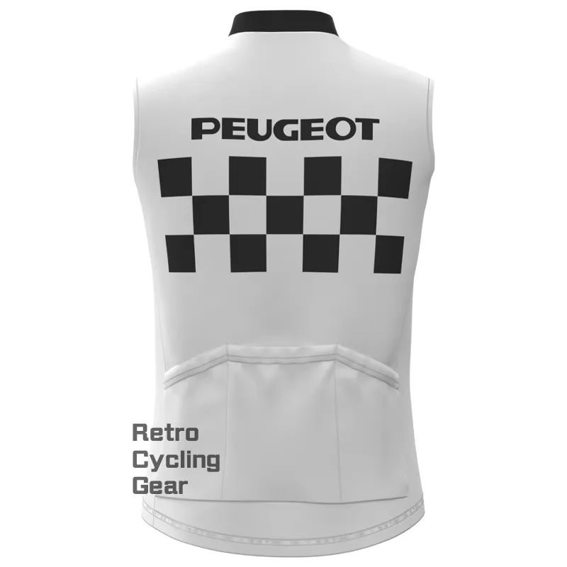 PEUGEOT White Fleece Retro Cycling Vest
