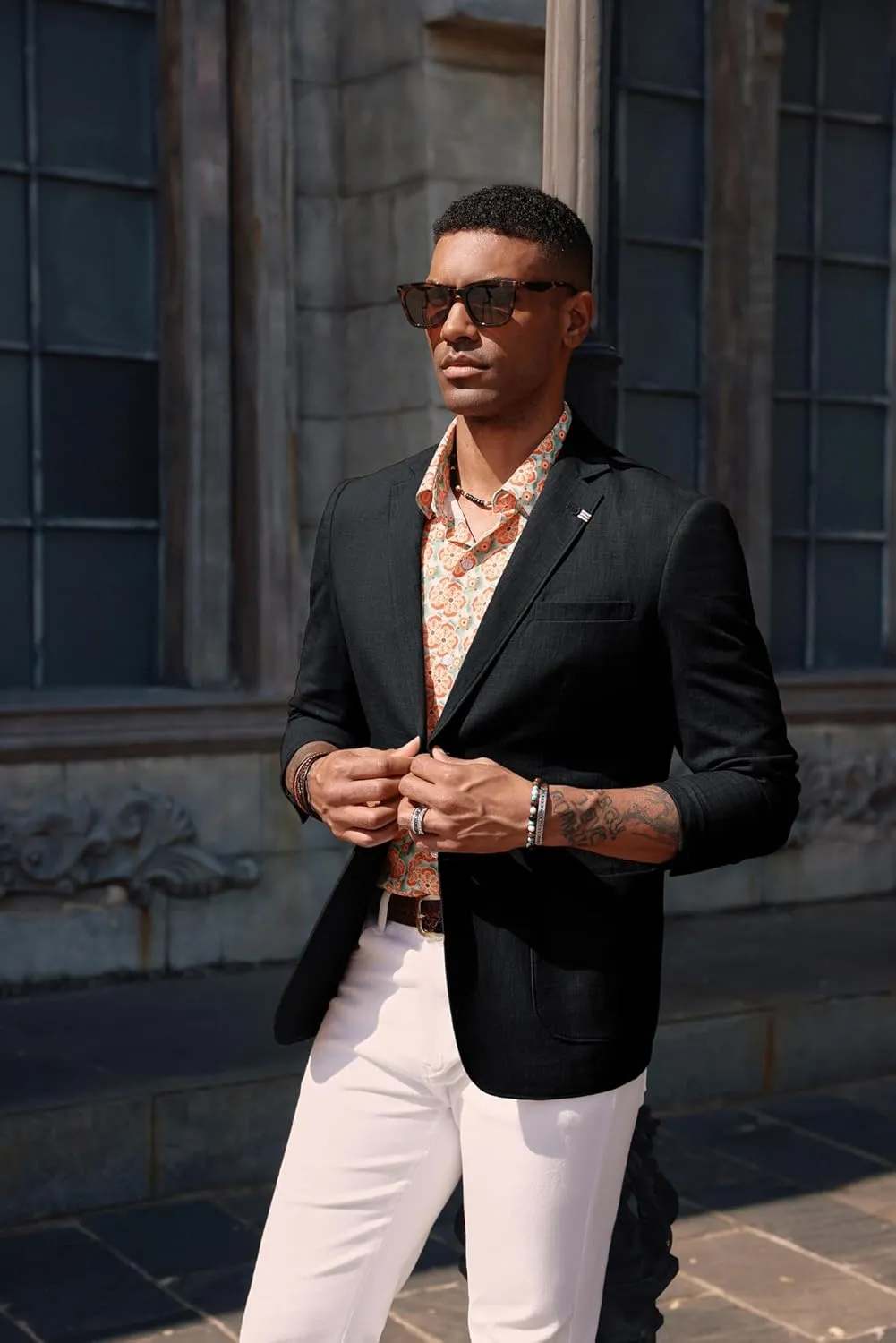 PJ PAUL JONES Mens Blazer Casual Cotton-Linen Sport Coat Lightweight 2 Button Unlined Suit Jackets