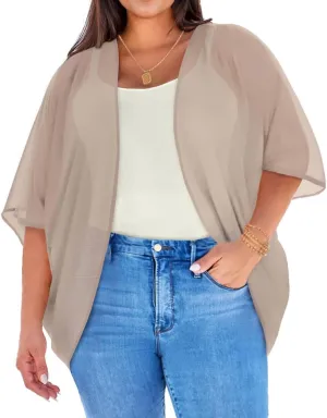 Plus Size Kimonos for Women Swimsuit Cover Ups Casual Loose Cardigan Summer Tops Swimwear