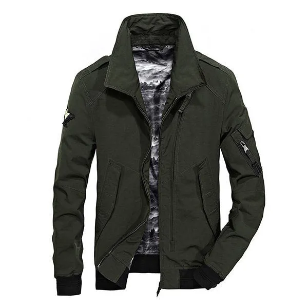 Solid Color Multi Pocket Jacket