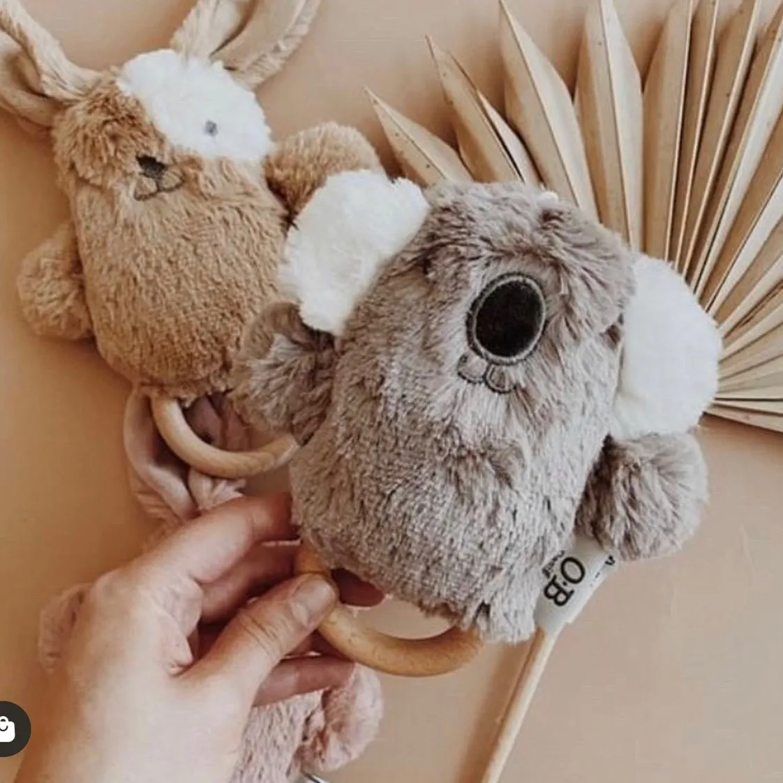 The Animal Wooden Soft Rattle - Various Styles