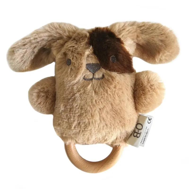The Animal Wooden Soft Rattle - Various Styles