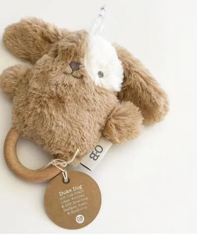 The Animal Wooden Soft Rattle - Various Styles