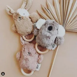 The Animal Wooden Soft Rattle - Various Styles