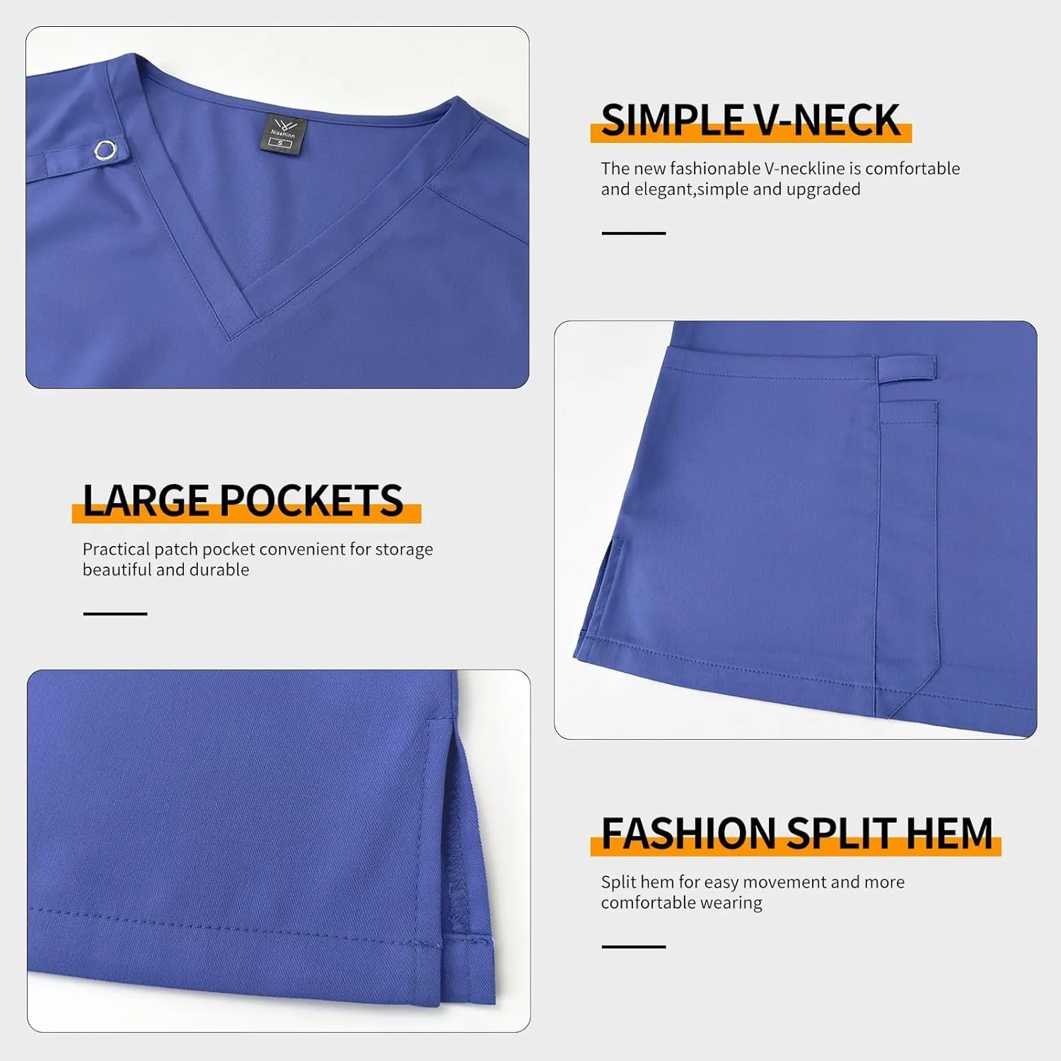 VIAOLI Scrubs Set for Women - Modern V-Neck Top & Tapered Leg Jogger Pants Multiple Pockets Nursing Uniforms