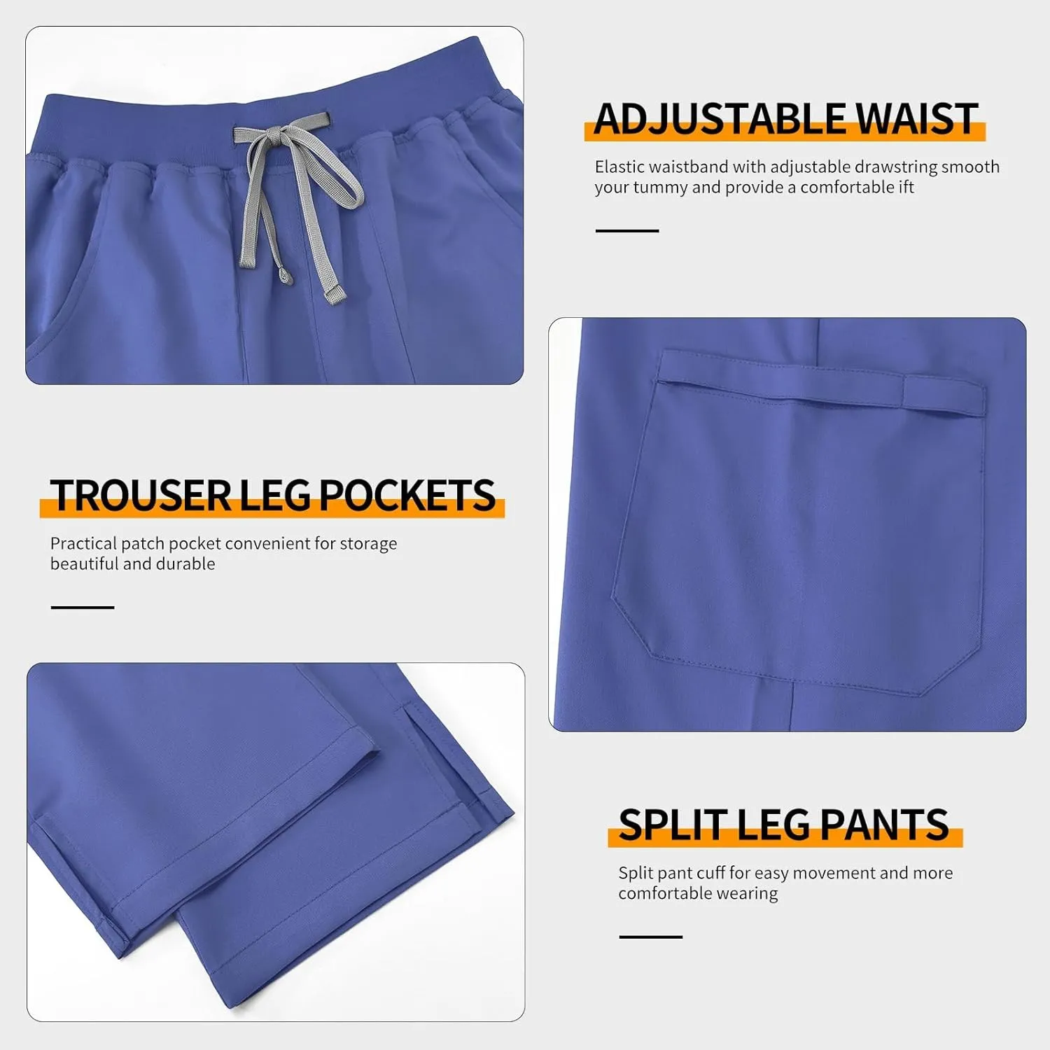 VIAOLI Scrubs Set for Women - Modern V-Neck Top & Tapered Leg Jogger Pants Multiple Pockets Nursing Uniforms