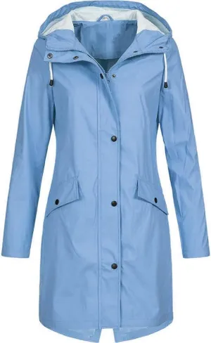 Women Long Rain Jackets Drawstring Long Sleeve Lightweight Raincoat Waterproof Fall Striped Climbing Trench Coats