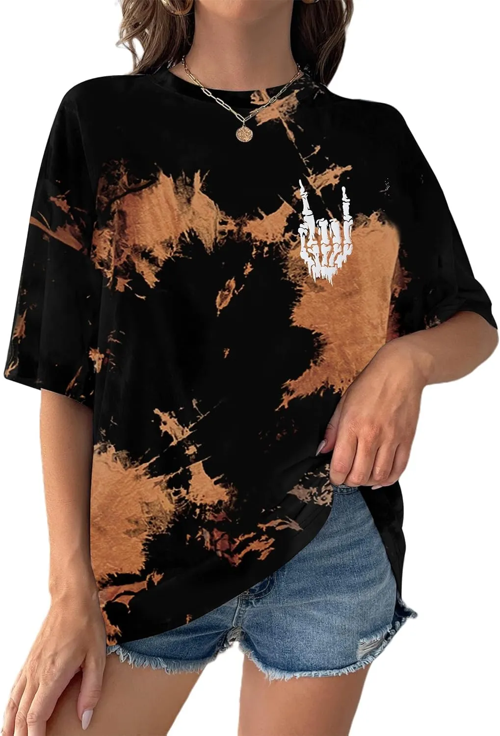 Womens Oversized Graphic Tees Moon Printed Tshirts Butterfly Shirt Vintage Summer Y2K Tops