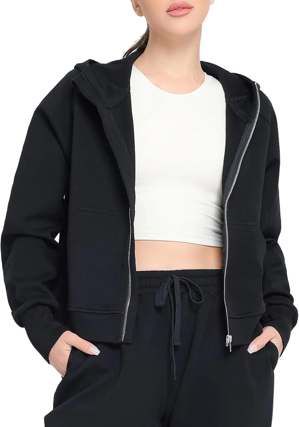 Womens Zip Up Coat Hooded Shirts Full Zip Jackets Sport Coat Spring Tops Fashion Outfits