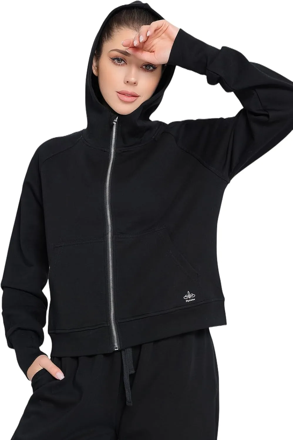 Womens Zip Up Coat Hooded Shirts Full Zip Jackets Sport Coat Spring Tops Fashion Outfits