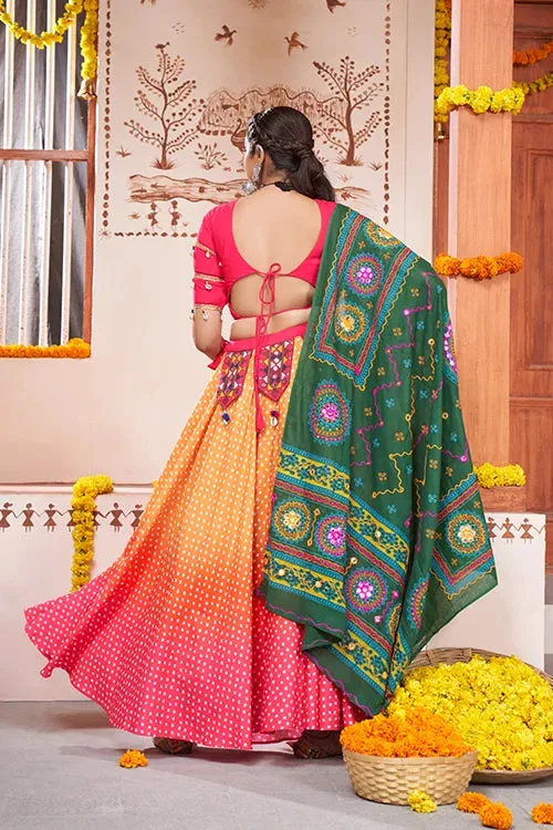 Yellow Printed Embroidered Designer Chaniya Choli