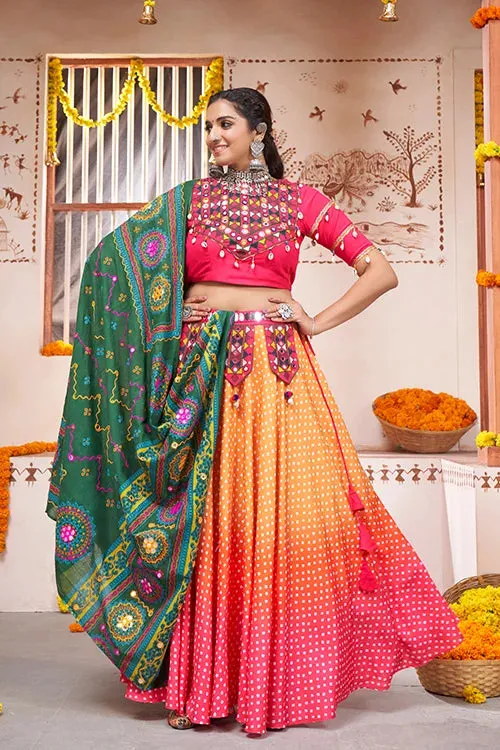 Yellow Printed Embroidered Designer Chaniya Choli