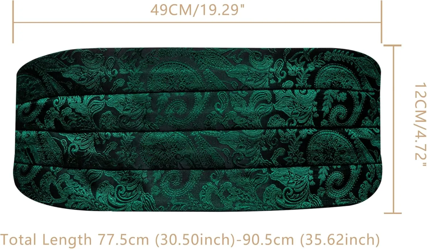 YOHOWA Men Cummerbund Bow Tie Set Silk Paisley Formal Pre-Tied Bowtie Pocket Square Cufflinks Wedding Party Prom